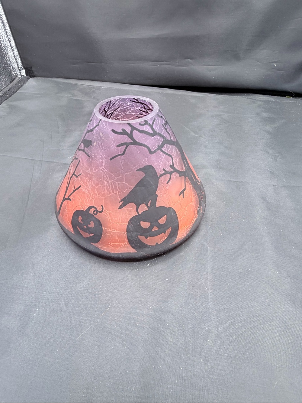 Yankee Candle Halloween Glass Candle Shade Orange Black Jack-O-Lantern